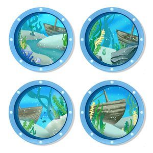 4 Pcs Funny Ocean Porthole Decor Y2k Room Decor Cool Room Decor Funny Room🐬
